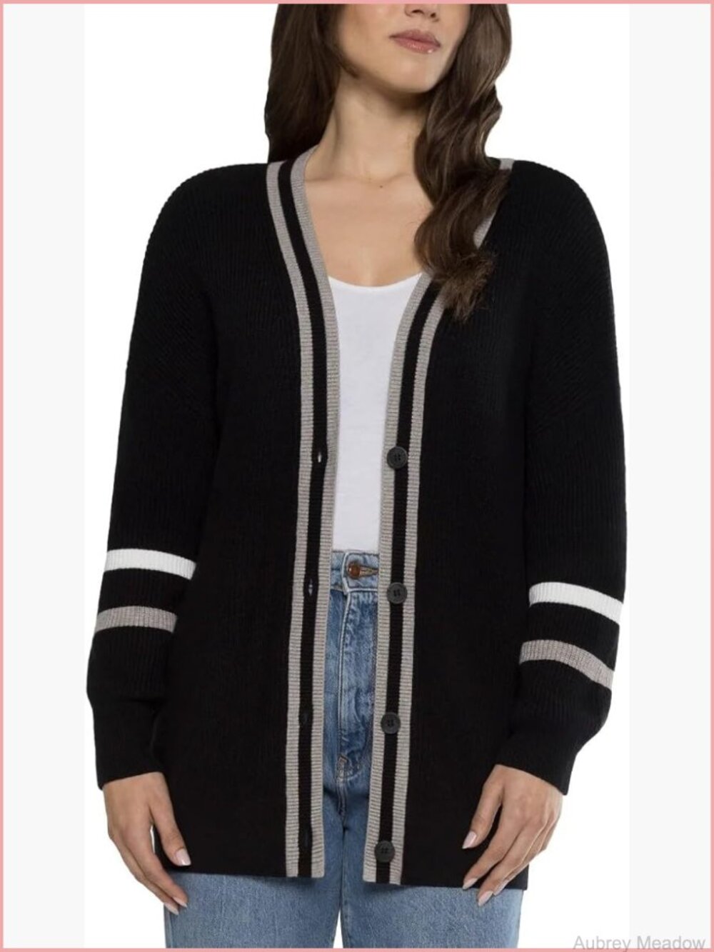 Women's Varsity Cardigan With Contrast Front Placket